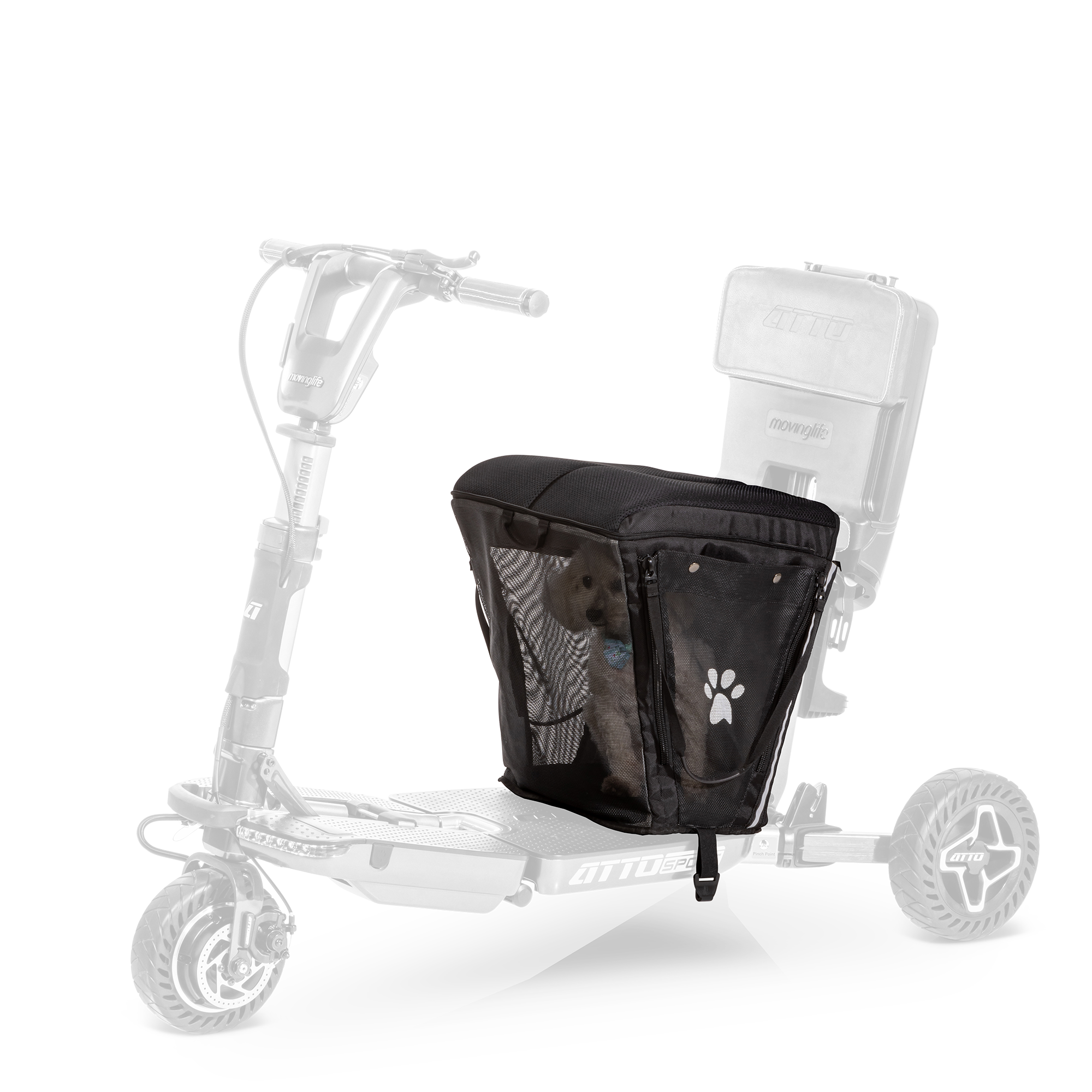 Atto Foldable mobility scooter PET CARRIER & CUSHION BLACK